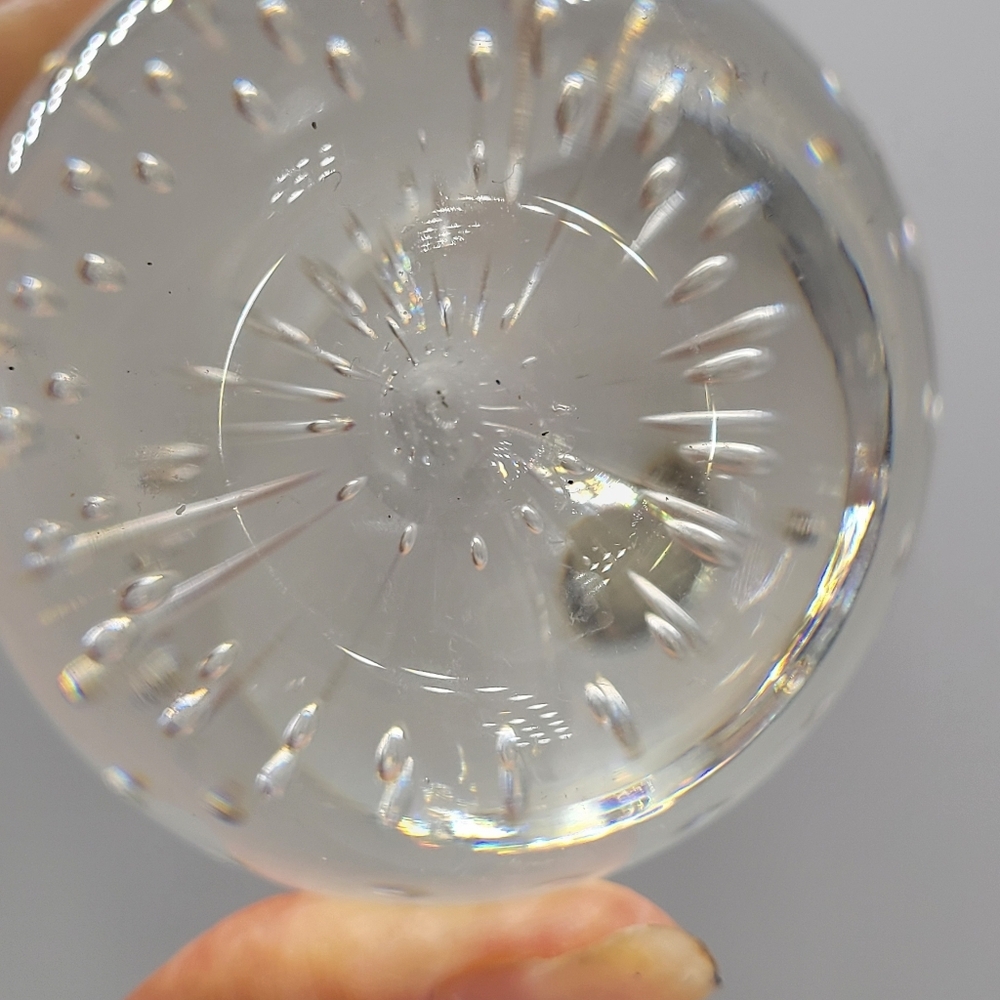 Vintage Bubble Blown Glass Round Paperweight Clear Art Glass Heavy - Picture 6 of 8